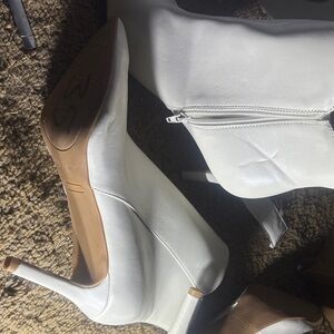 Nine West White Heeled Boots